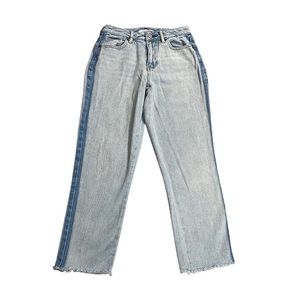 PacSun Womans 24 Light Wash Two Tone Raw Hem High Waisted Mom Jeans